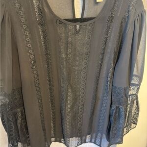 Michael Kors Black and White Embellished 3/4 Sleeve Blouse